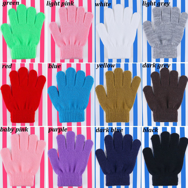 12 par Kid's Winter Magic Gloves - Stretchiga varma stickade handskar