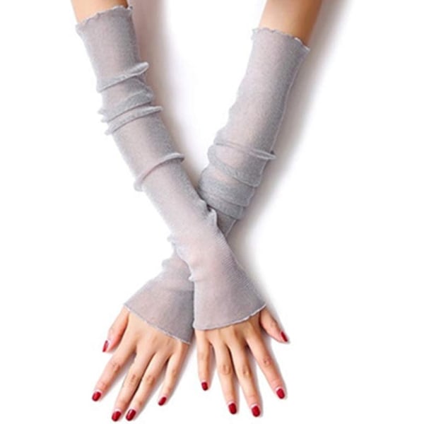 2 par kvinnors UV-skydd långa spetshandskar Kyl- eller varmare arm