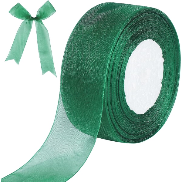 Green Sheer Ribbon, 50 Yards 1-1/2 tum Wide Shimmer Sheer Organza Ribbon för