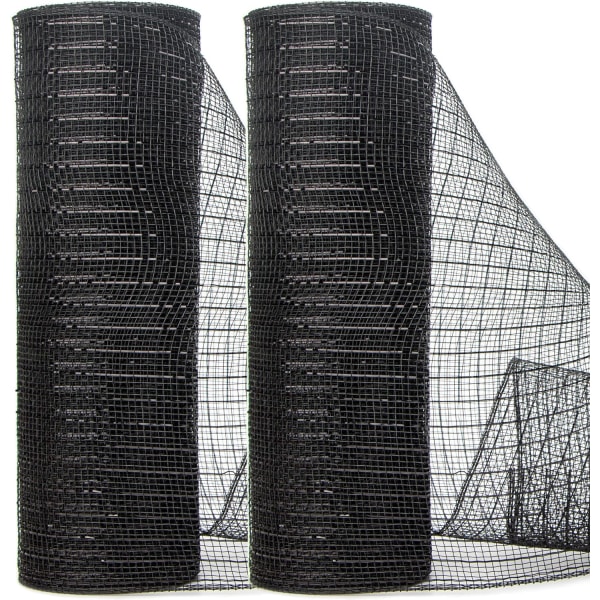 2 rullar svart mesh , 10 tum x 30 fot (10 yard) varje rulle, metallsvart