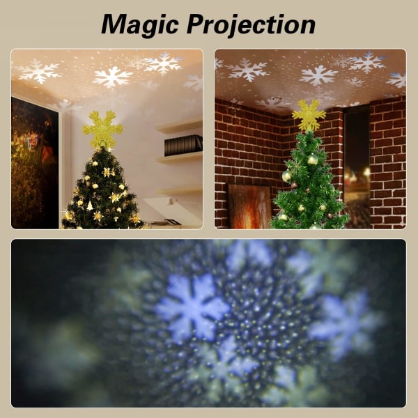 2023 Christmas Tree Topper Lighted, Star Tree Topper Snowflake för jul