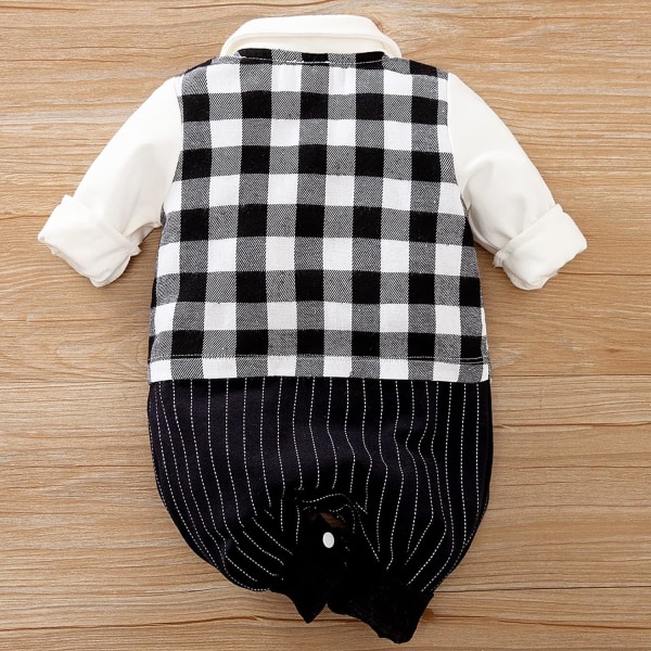Baby Boys Rutig Outfit Gentleman One Piece Romper Suit Storlek 0-24