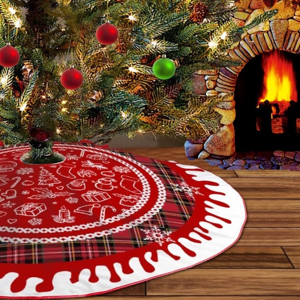 Julgranskjol Röd buffelpläd julgransprydnader för vit mjuk plysch