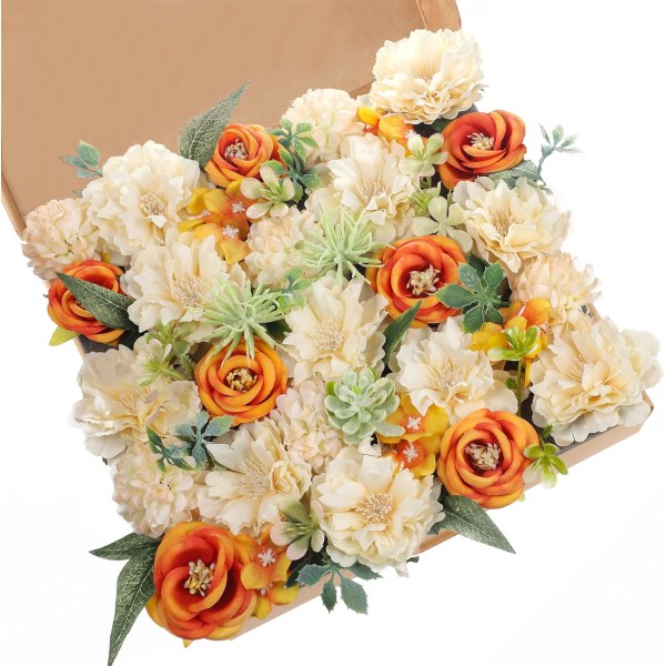 Konstgjorda blommor, konstgjorda blommor med stjälkar, sidenblommor Combo Set med bröllop