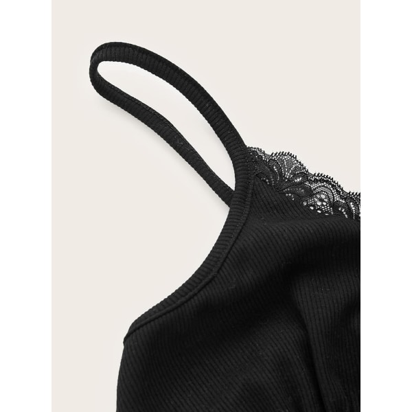 Damer Y2K spets trim V-hals ärmlös Cami Crop Top Camisole