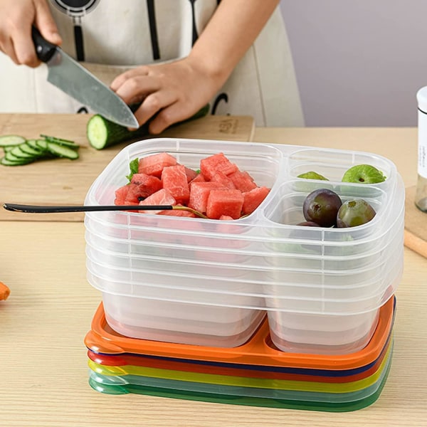7-pack Bento Lunchbox med 3 fack, Meal Prep Co