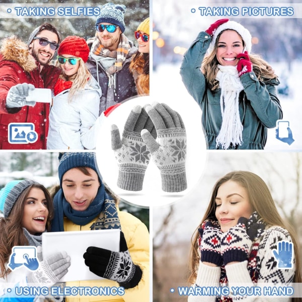 Vinterhandskar med pekskärm - Snöblomtryck för alla