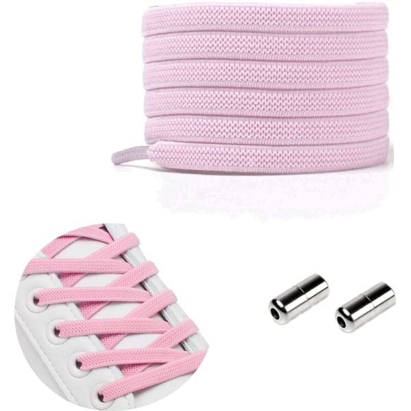 100 cm No Tie Elastiska skosnören - Justerbara snören med metalllås för alla skor (rosa)