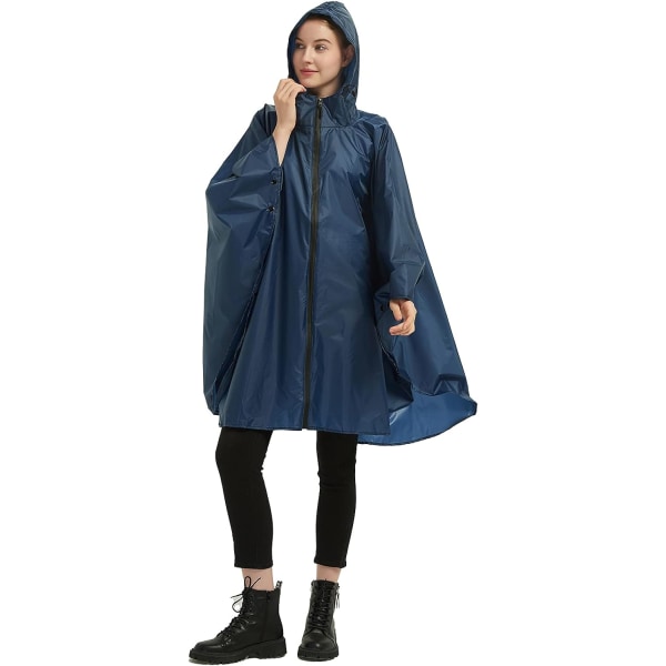 Rain Poncho Jacket Kappa Hooded Zipper Style för kvinnor/män/vuxen med ficka