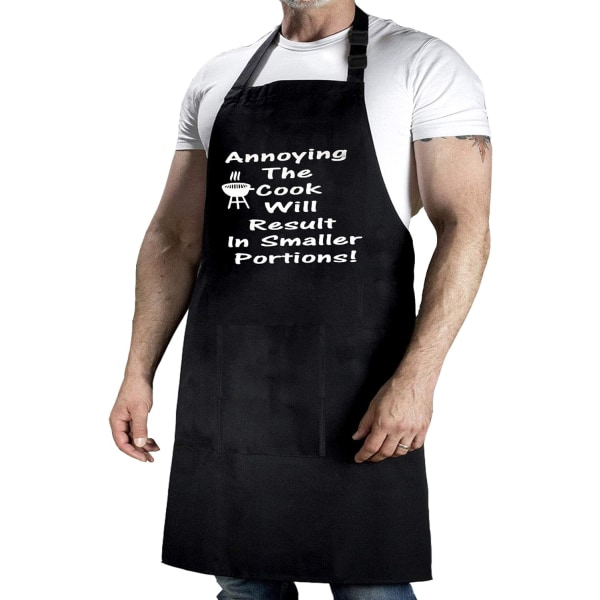 Roligt BBQ-förkläde för män, irriterande kocken kommer att resultera i bomullssvart grill