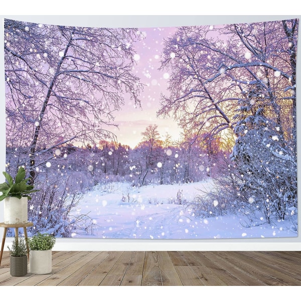 Vintertapet Vägghängande Drömliknande snö i Sunset Wall Tapestry Snow Forest