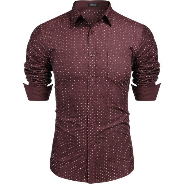 Affärsklänning för män Långärmad skjorta med normal passform Casual Polka Dot
