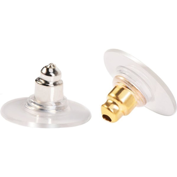 200 delar Bullet Clutch Earring Backs - Pierced Safety Backs (silver och guld)