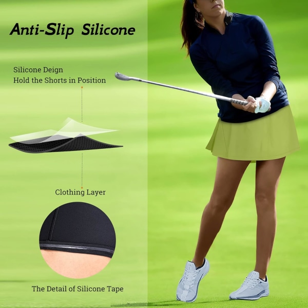 Tennis atletisk kjol med shorts och fickor för kvinnor golf magkontroll