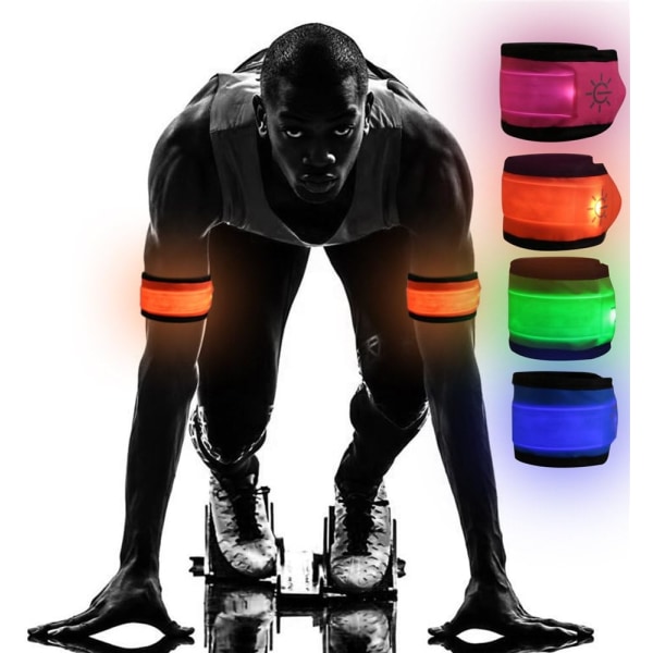 [4-pack LED Slap Armband Lights Glow Band för löpning, utbytbart