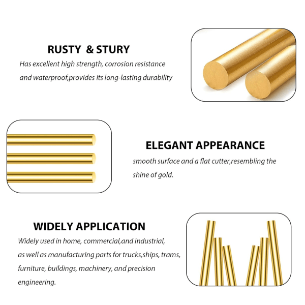 Mässingsstänger - 12 st 1/8" x 12" massiva runda mässingsstänger