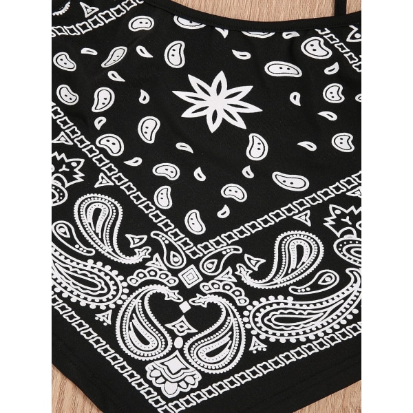 Dam Spaghetti Armband Asymmetrisk Fåll Bandana Cami Crop Top