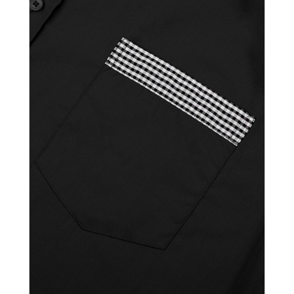 Kortärmade klänningskjortor för män med Pocket Casual Button Down-skjortor