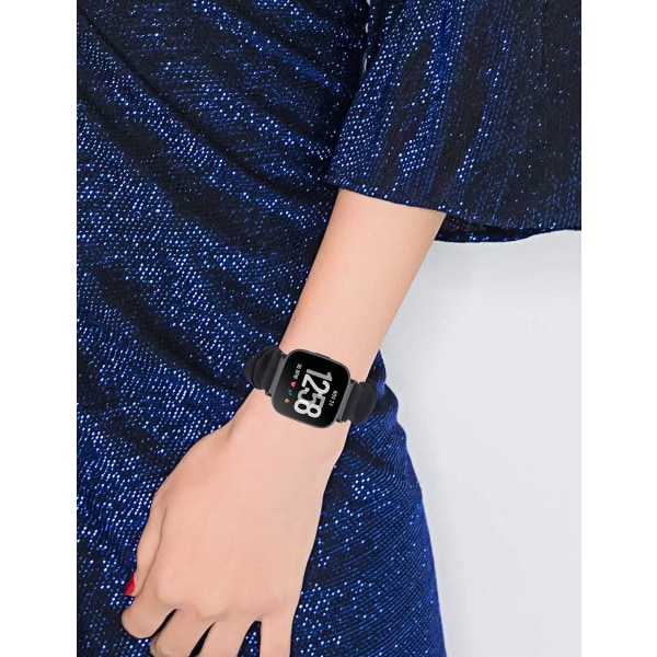 Scrunchie rem Elastiskt watch för Fitbit Versa - Ersättningsarmband med printed tygtyg