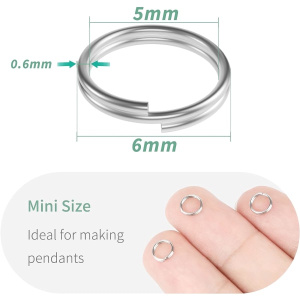 6 mm Metal Split Jump Rings - Double Loops Mini Ring Connectors