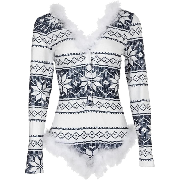 Sexig julpyjamas för kvinnor - Långärmad Onesies Jumpsuit Nattkläder