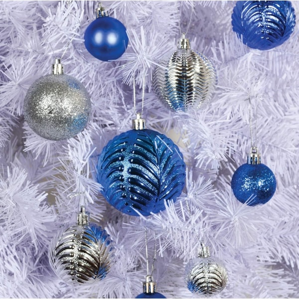 Julgransprydnader - Silver Christmas Ball Ornaments Set för jul,