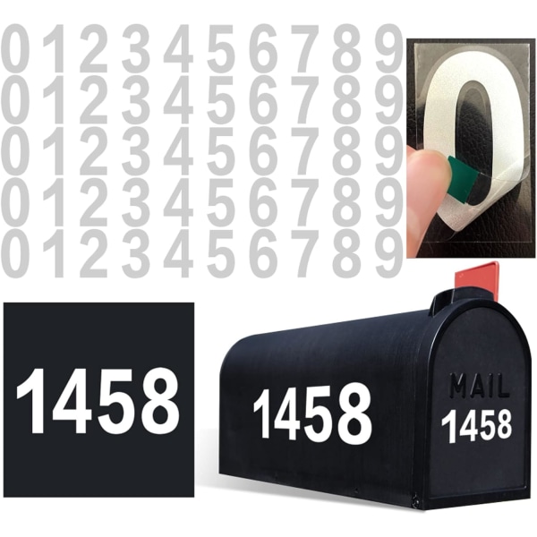Postlådenummer för utsidan, 50 st reflekterande nummerklistermärken