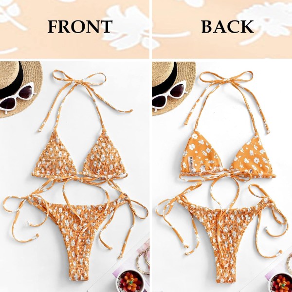 Kvinnors Bikini Set Halter Neck Tie Side String Triangel Tvådelad Baddräkt