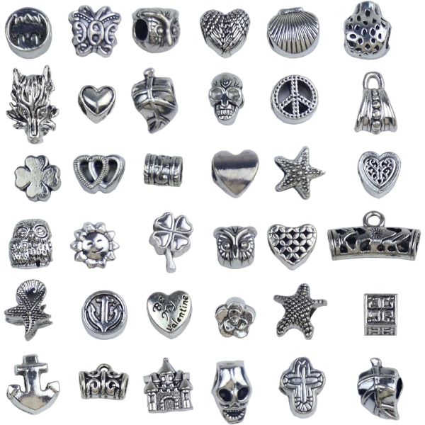 36 st tibetanska Silver Tone Spacer pärlor för smycken gör DIY Craft