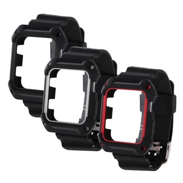 Skyddande robust stötfångare med remmar band för 42 mm Apple Watch Iwatch Black