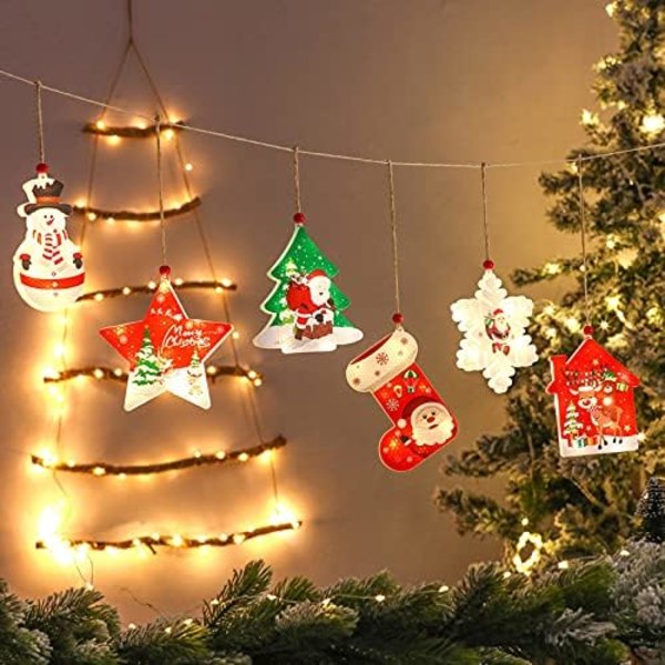 Julgransdekorationer LED-lampor Lysande prydnader som hänger till jul