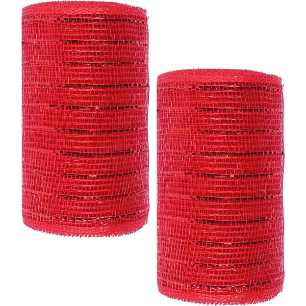 2-pack 10" metalliskt mesh -band (totalt 20 yards, rött)