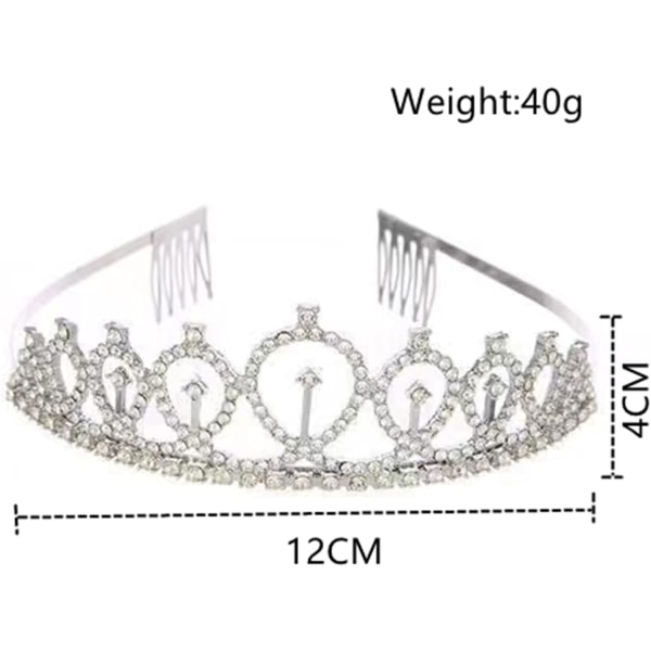 Silver Rhinestone Tiara Crown: Kristallkrona med kam för speciella tillfällen