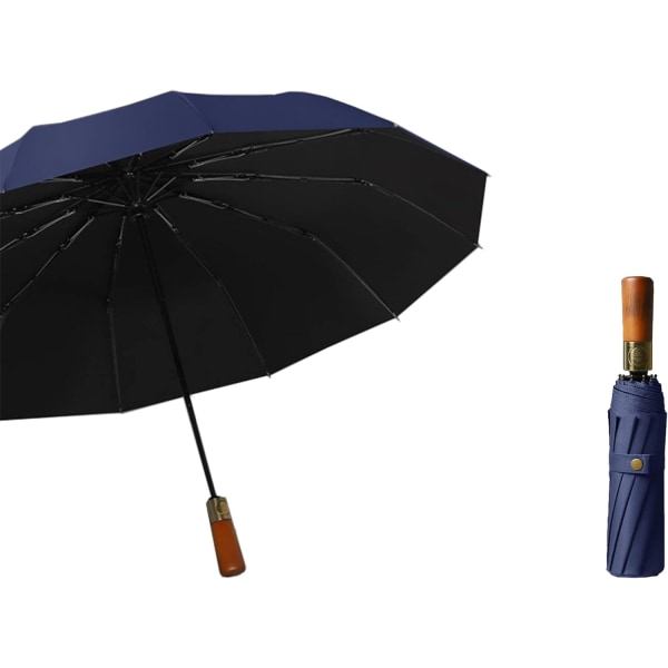 Kompakt resefällbart bärbart paraply 46 tums vindtät/vindtät