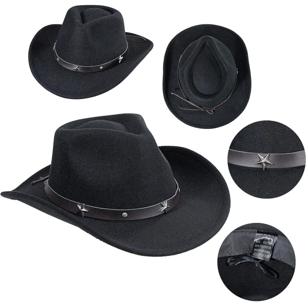 Western Cowboyhatt för män Kvinnor Klassisk Roll Up Fedora-hatt med spännbälte