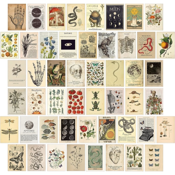 Vintage Wall Collage Kit (50PCS) - Estetiska bilder och affischer för