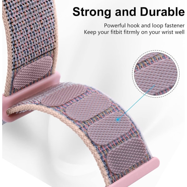 Rem kompatibel med Fitbit Versa 3/Sense - Mjuk nylon justerbara ersättningsremmar (SandPink)