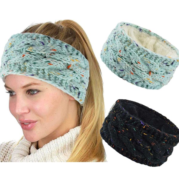 Gortin Vinterpannband Stickade Pannband Fuzzy Thick Head Wrap Damöra