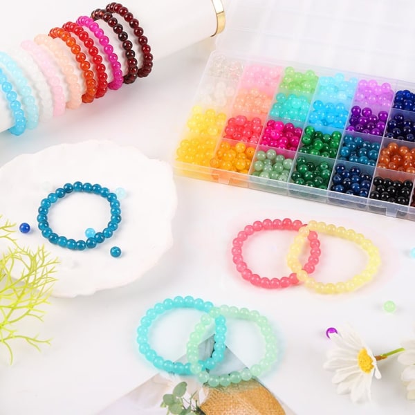 560 st Runda pärlor Kit - Imitativa Jade Crystal ädelstenspärlor