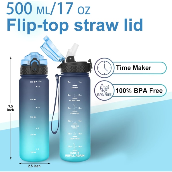 500 ml barnvattenflaskor med sugrör - BPA-fri barnvattenflaska