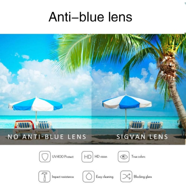 Progressiva multifokala datorglasögon - läsare som blockerar blått ljus