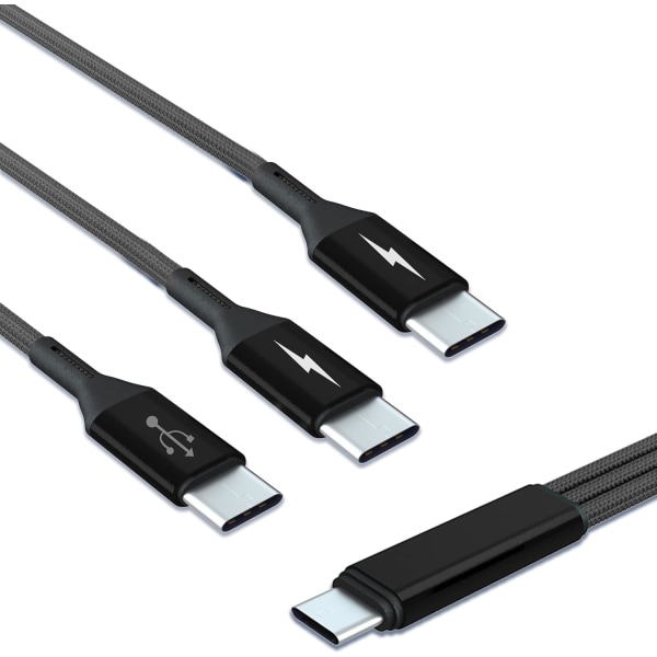 USB C splitterkabel, USB C hane till 3 typ C hane laddningskabel, 3 i 1