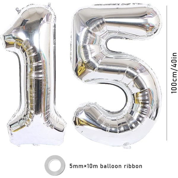 15:e nummerballong - 40 tum - Silversiffra 15