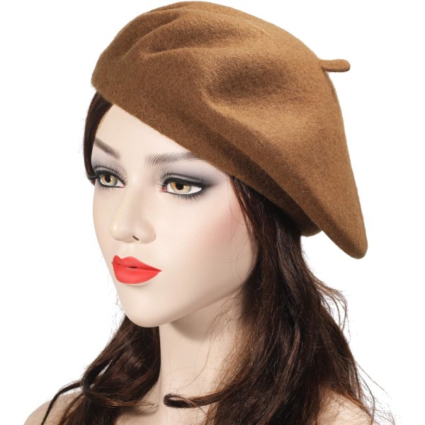 Fransk baskerhatt i ull enfärgad cap för kvinnor, flickor