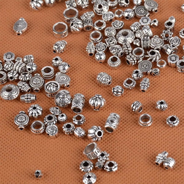 200st Silver Spacer Beads for Crafting - Tibetanska Spacer Beads