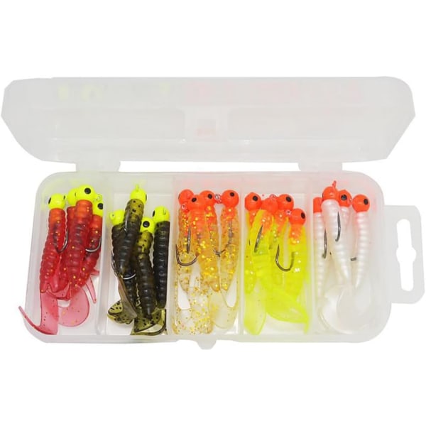 Fishing Soft Lures Set (20-pack) - bioniska maskar för bas, öring och gädda