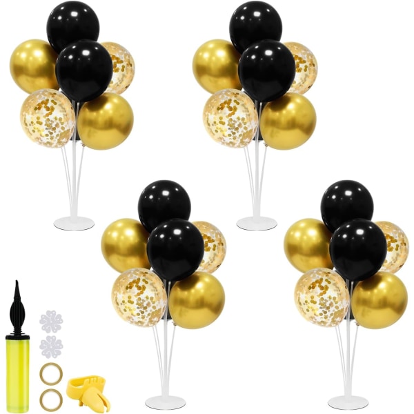 4 set svart och guld ballongställ, ballongcentrum för bord