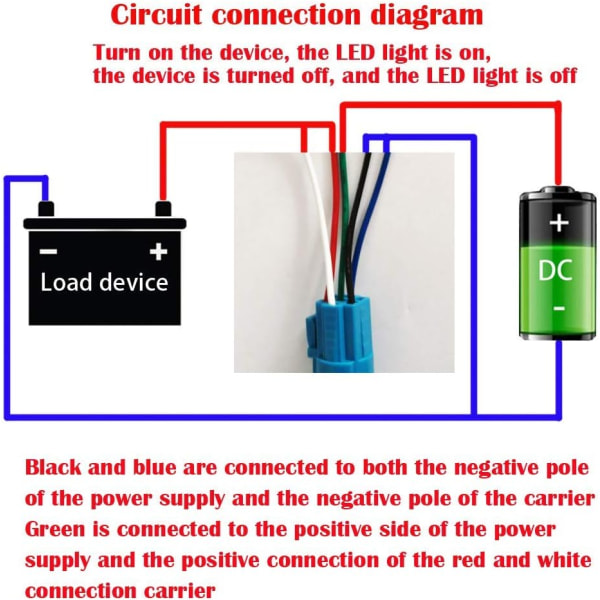 Metalllåsande tryckknappsomkopplare - Vattentät vippströmbrytare med tråduttag (blå och röd LED)