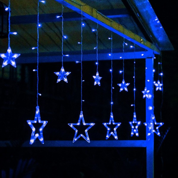 12 stjärnor 138 LED-stjärnljus, gardinljus för sovrum med 8 belysning