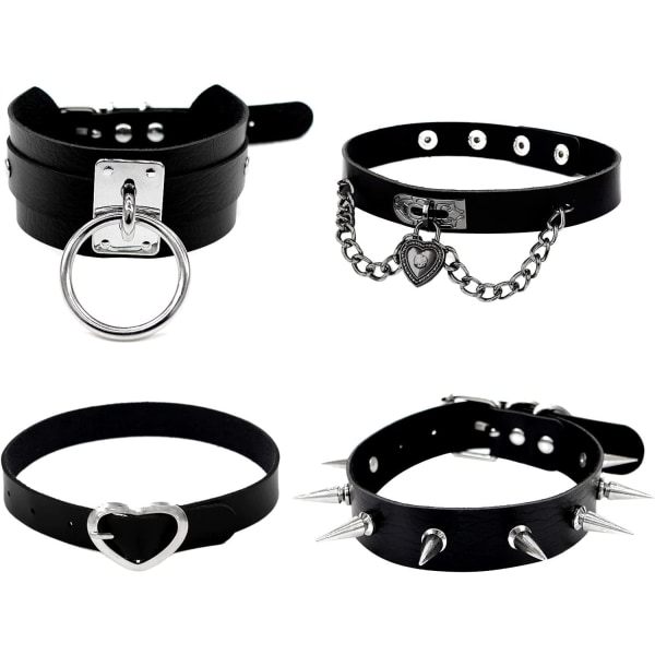 Gothic Smycken-Goth PU Läder Choker Halsband för kvinnor-Hjärta Punk